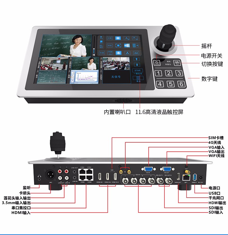 TCHD-870嵌入式导播切换台 8路hdmi 高清移动导播一体机 视频直播机RTMP推流器-11
