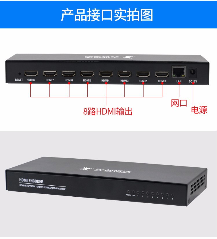 TC-3104H高清编码器 4路8路HDMI支持onvif协议iptv直播 大屏拼接推流机 8路HDMI编码器 3108H-6